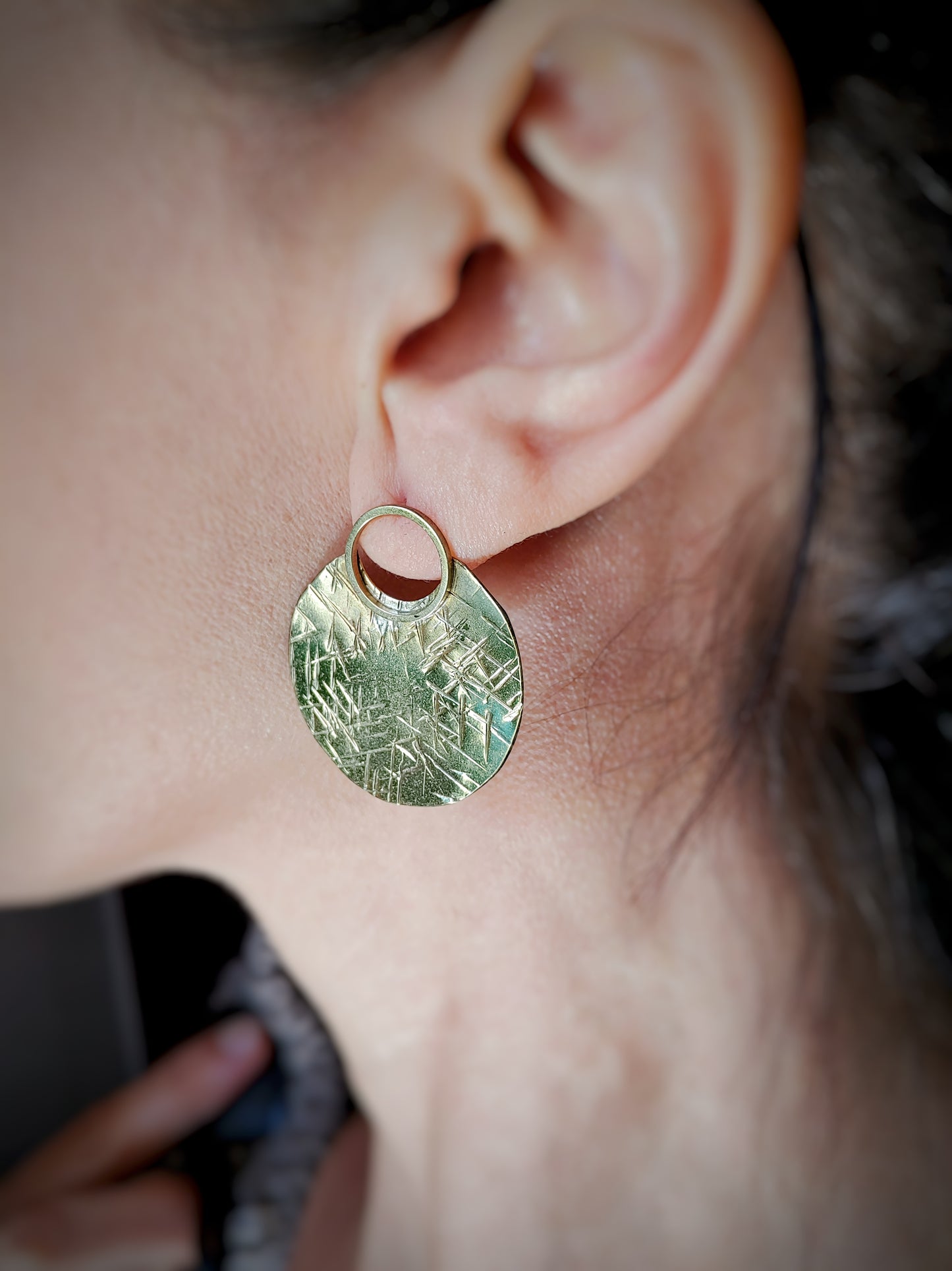 Hammered brass earrings