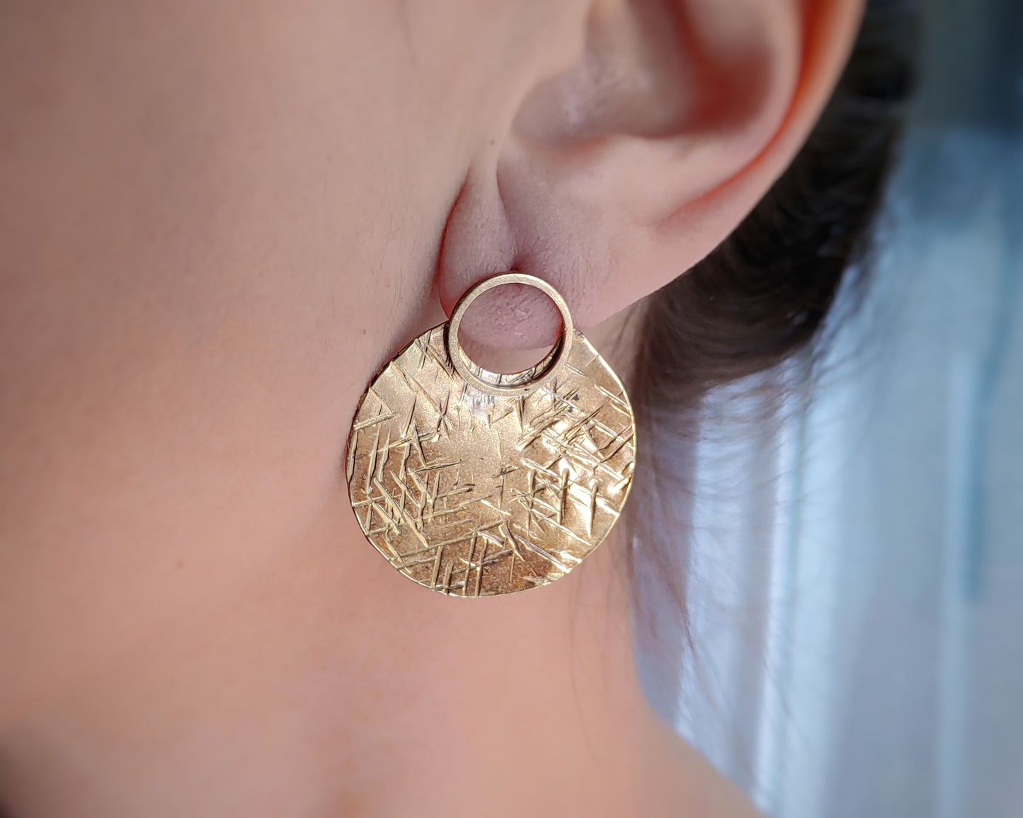 Hammered brass earrings