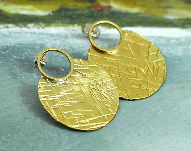 Hammered brass earrings