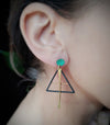 Green triangle earrings