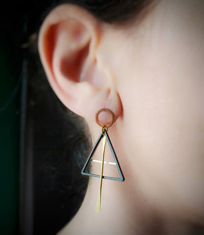 Blank silver triangle earrings