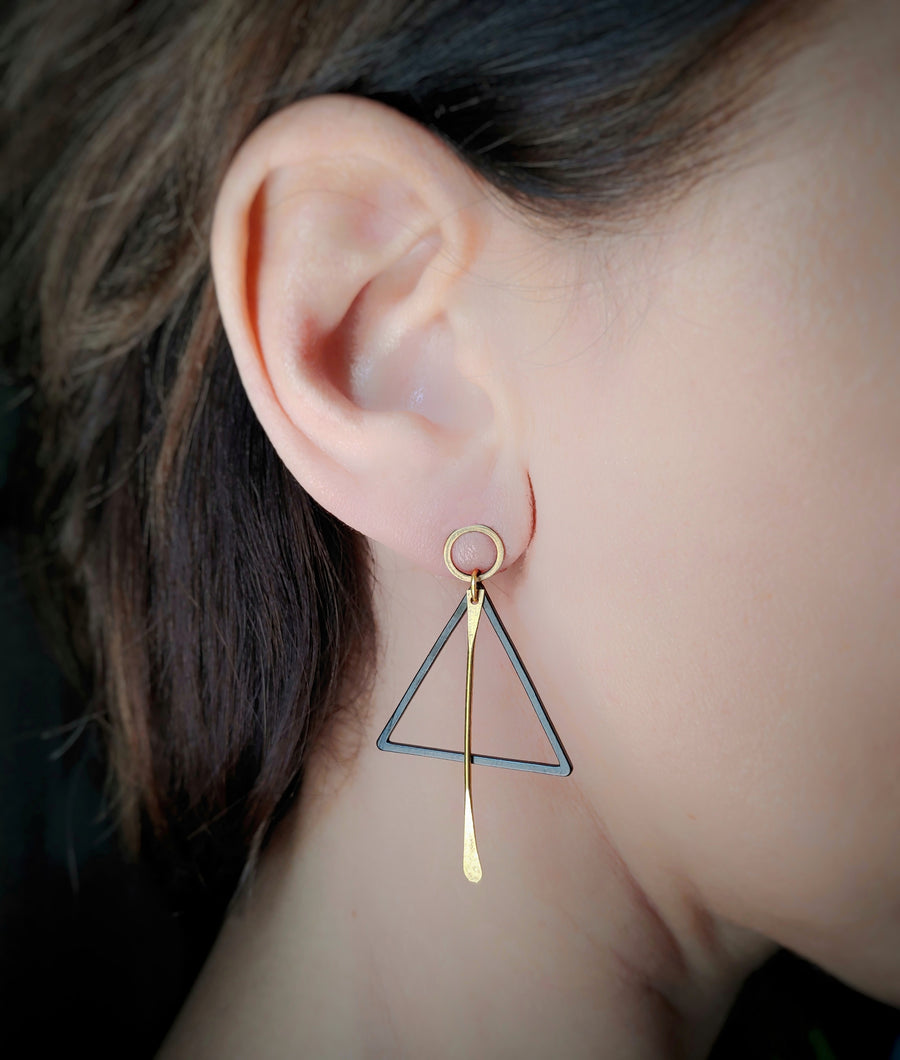Black triangle earrings