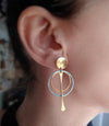 Gold Oxidized round earrings