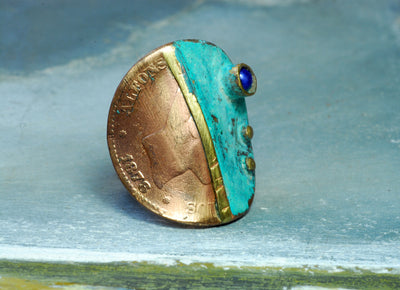 blue coin ring