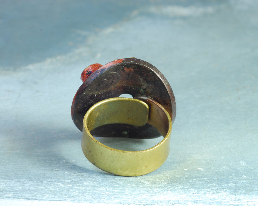 orange bronze coin ring