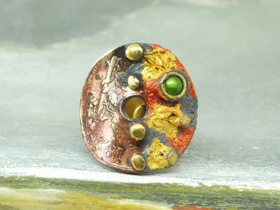 gold bronze coin ring