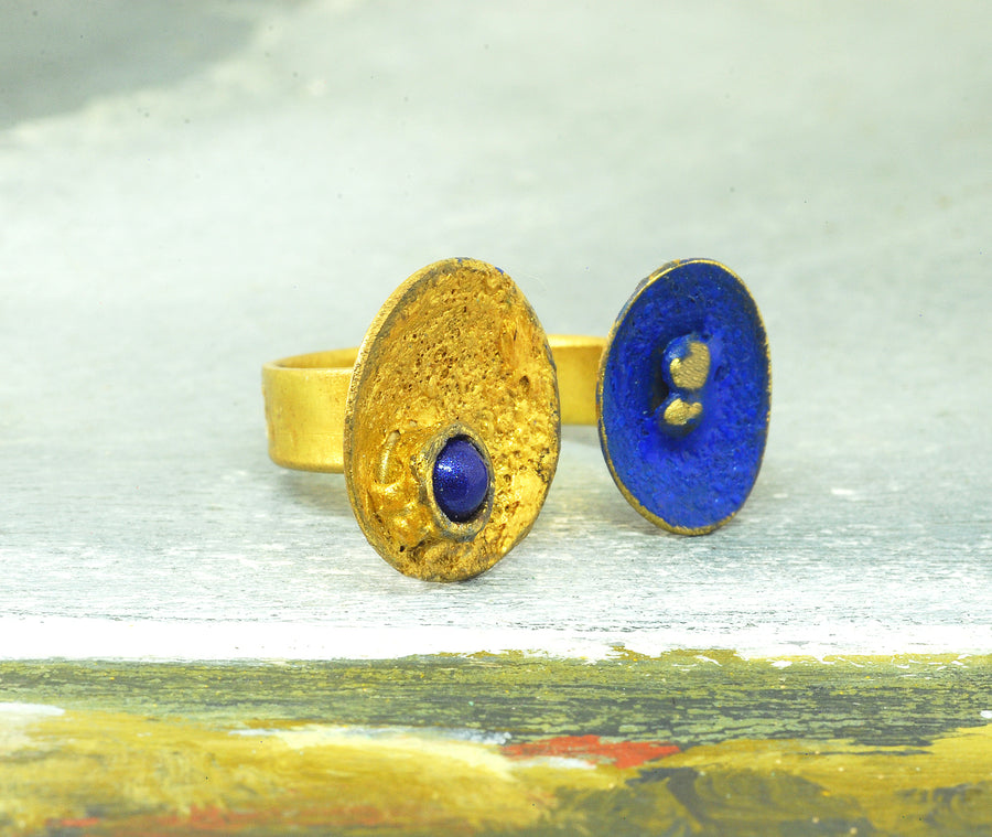 blue gold open ring