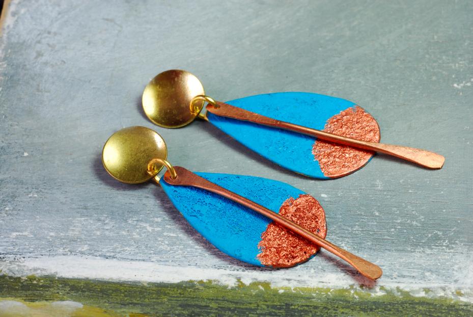 Drop Earrings/turquoise bronze